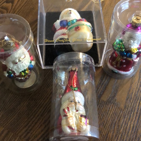 Other - NWT Lot of 4 blown glass Santa’s Ornaments